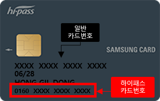 후불 하이패스카드 앞면(삼성)